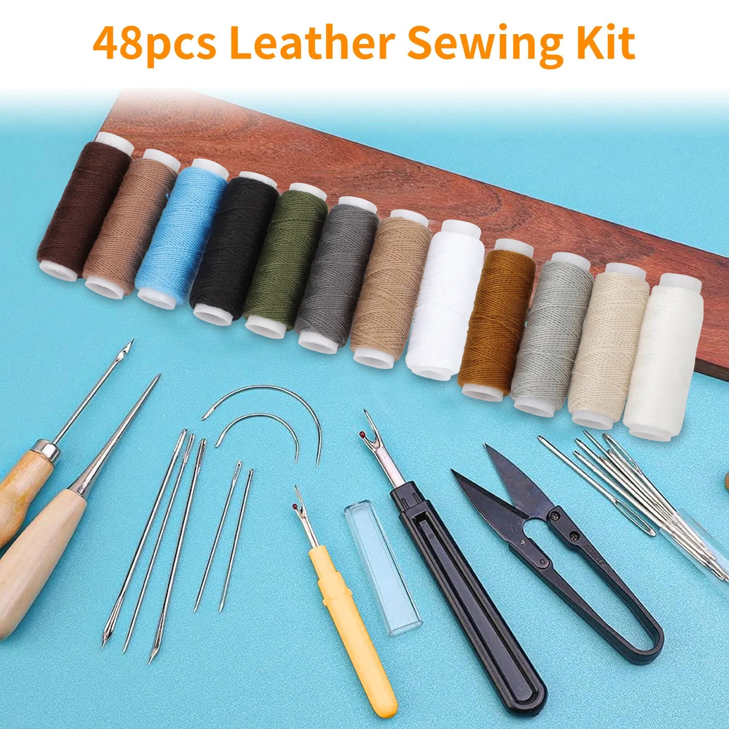 48pcs Leather Thread Stitching Tools Kit