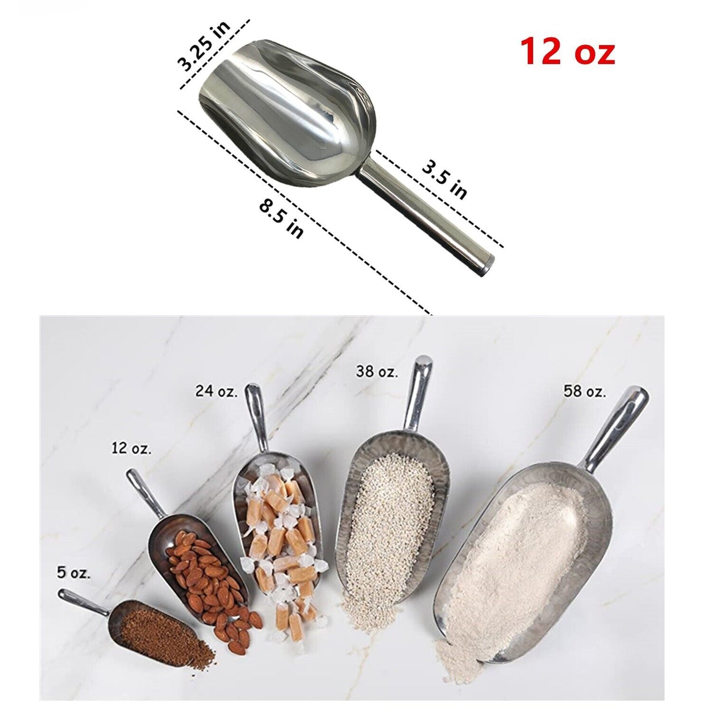 2x Stainless Steel Scoop Bar