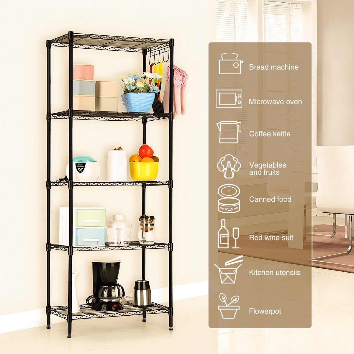 5-Tier Wire Shelves Unit