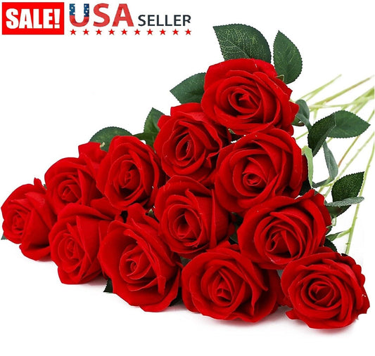 20× Red Silk Roses Artificial Flowers