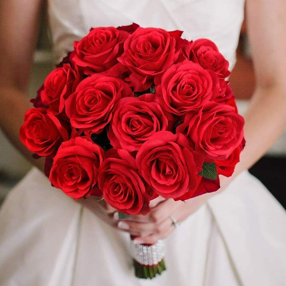 20× Red Silk Roses Artificial Flowers