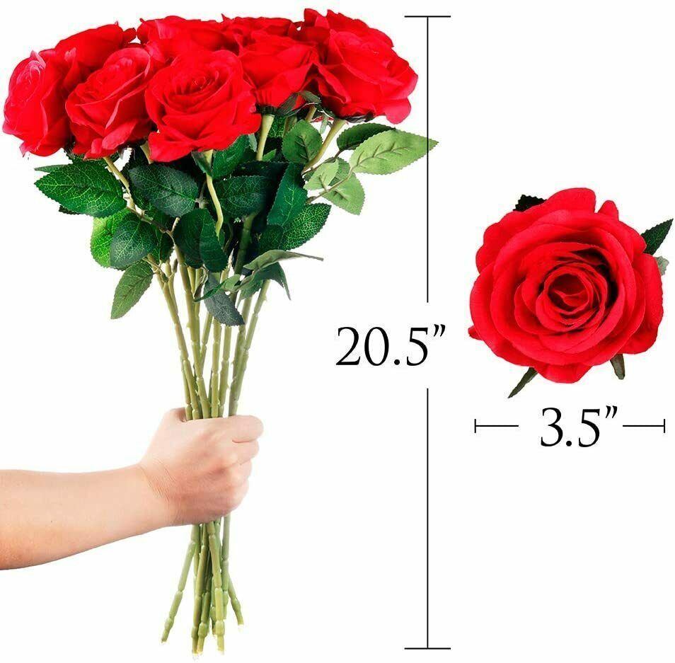 20× Red Silk Roses Artificial Flowers