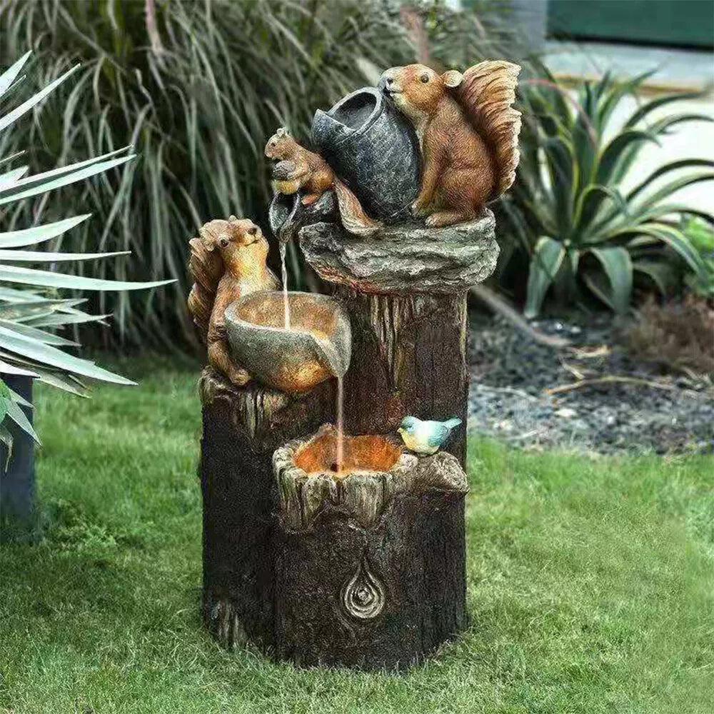 Animal Yard Squirrel Bathing Patio Ornament