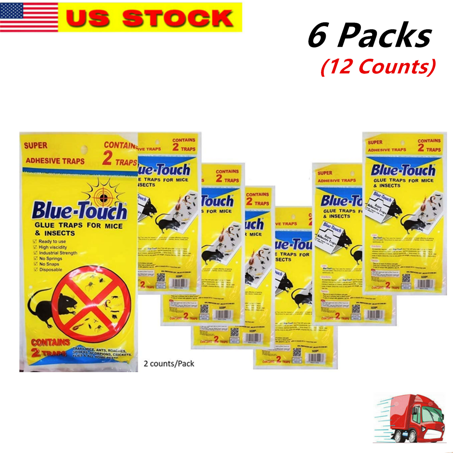 12 Traps 6 Pack Blue Touch Sticky Mouse