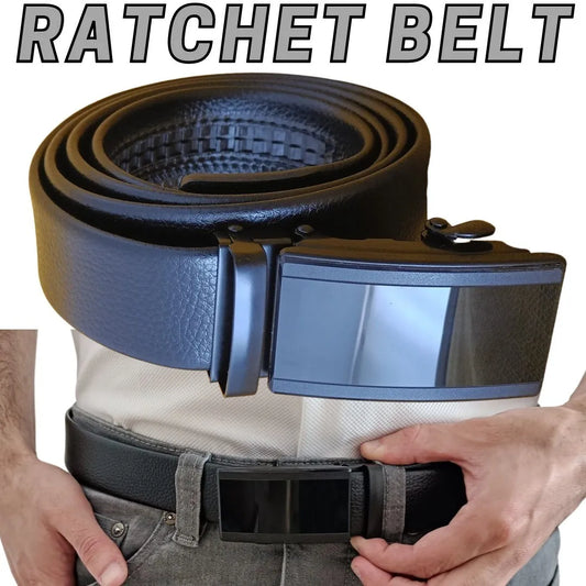 Black PREMIUM Microfiber Leather Ratchet Belt