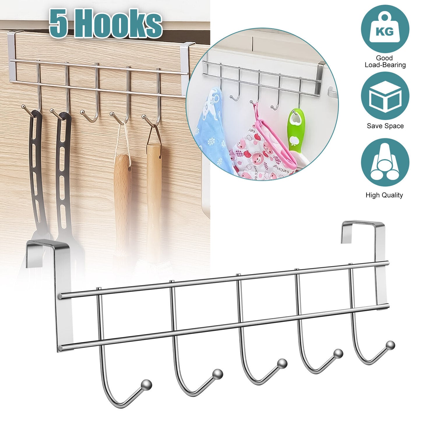 Over Door 5 Hook Coat Hanger