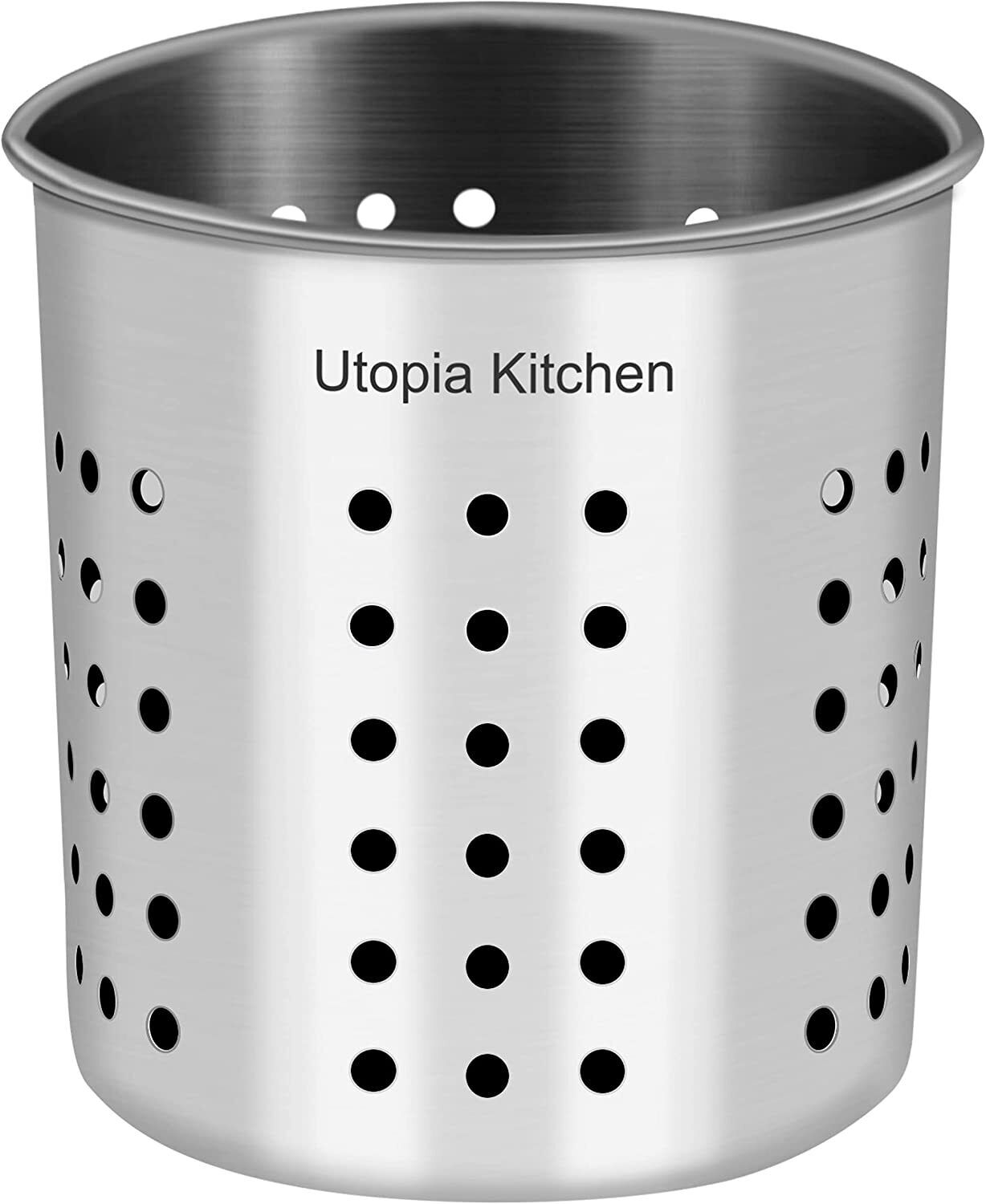 Kitchen Stainless Steel Utensil Holder 5 x 5.3"