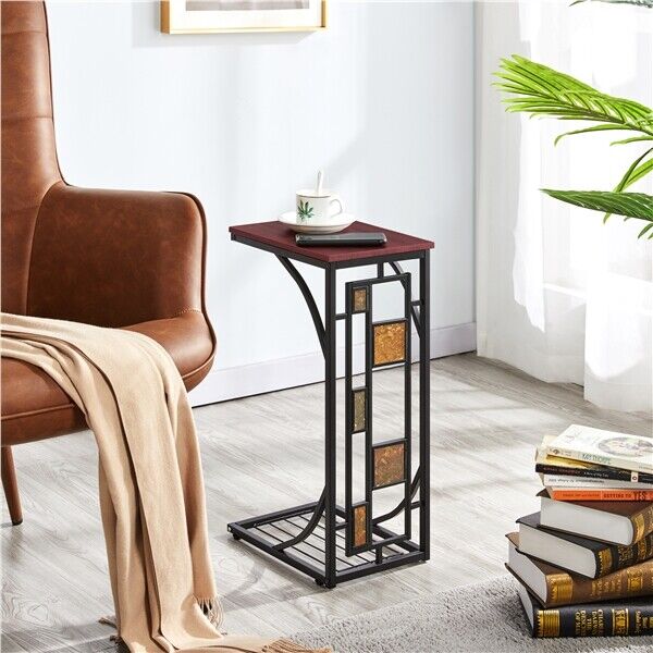 C Shaped Small Narrow Side Table