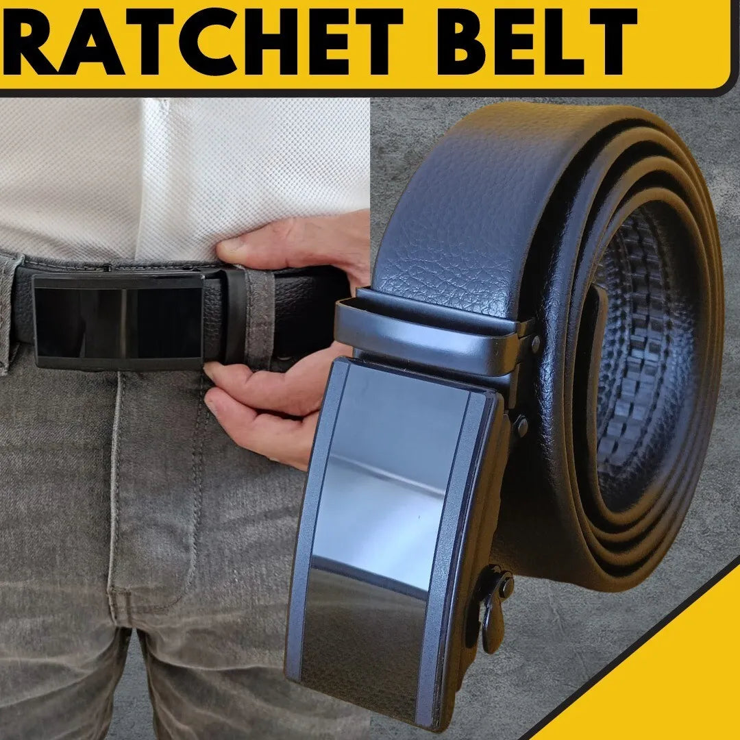 Black PREMIUM Microfiber Leather Ratchet Belt