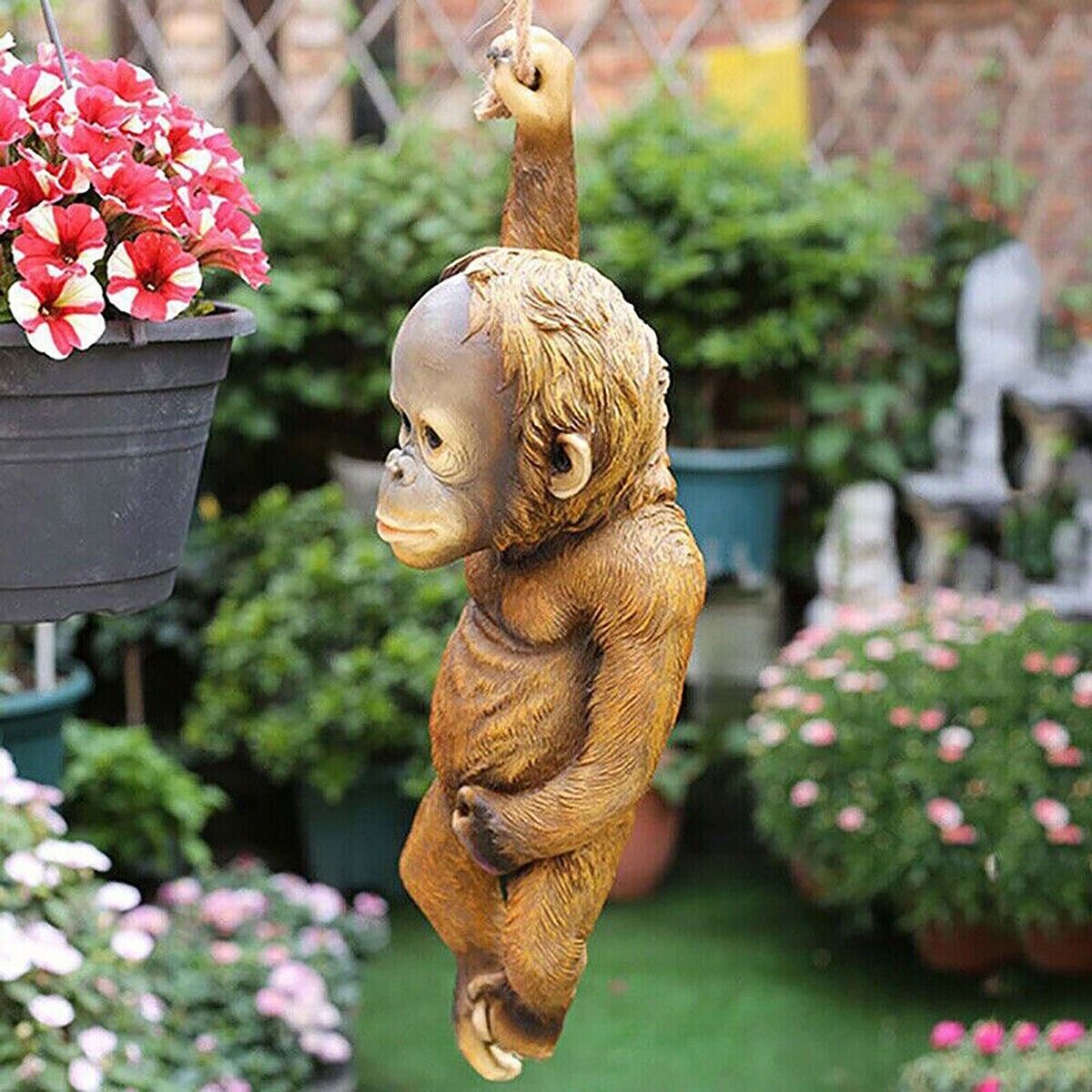 Chimp Hanging Rope Garden Decor