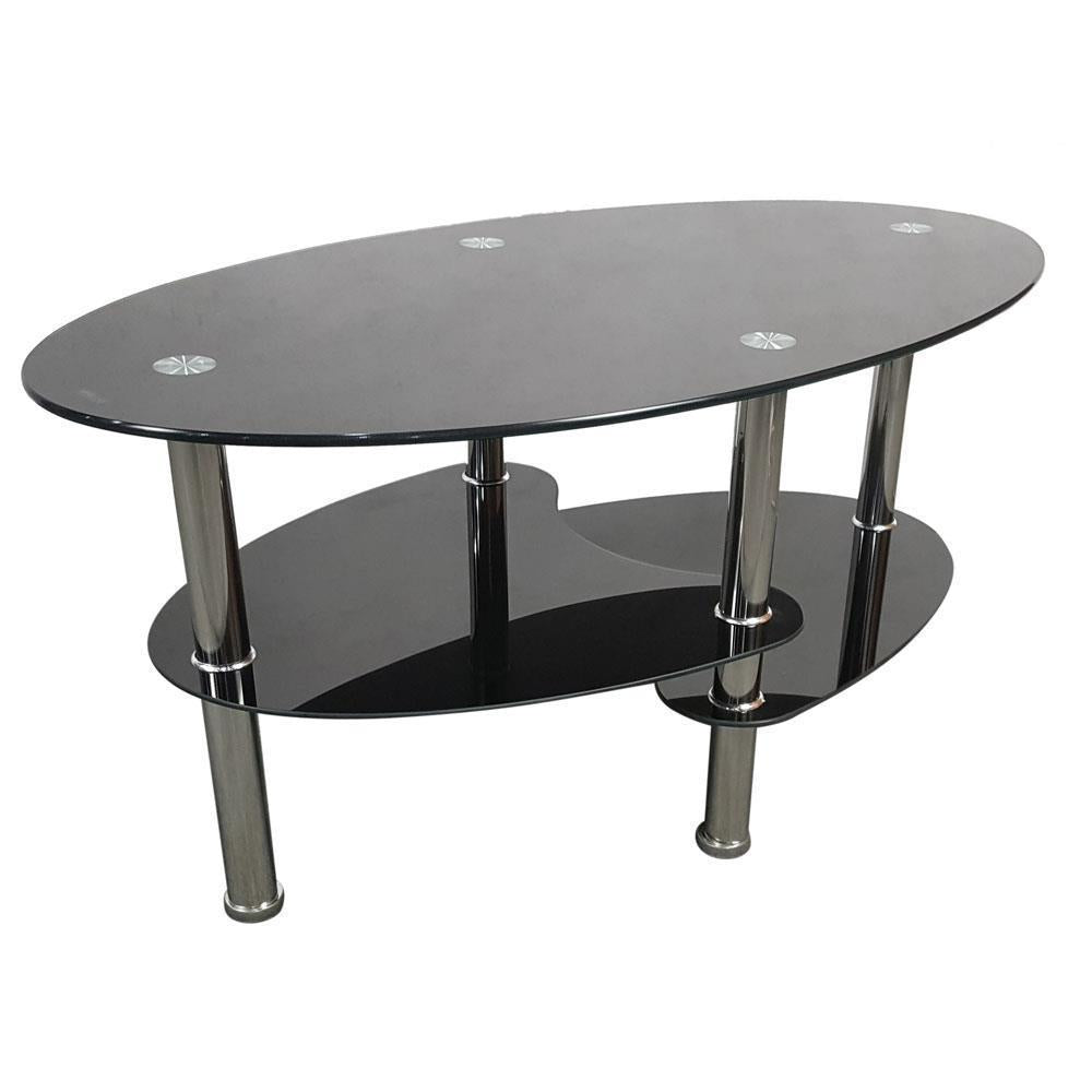 Tempered Clear/Black Glass Side Table