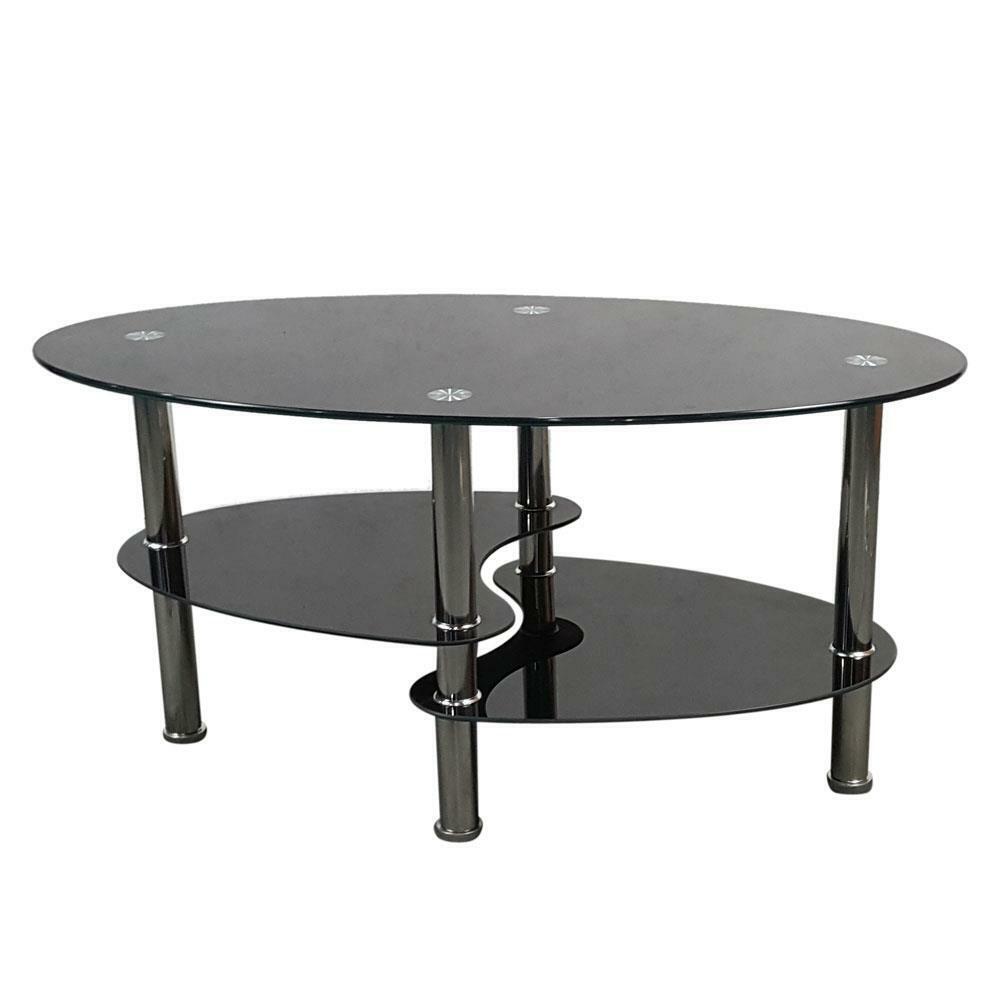 Tempered Clear/Black Glass Side Table