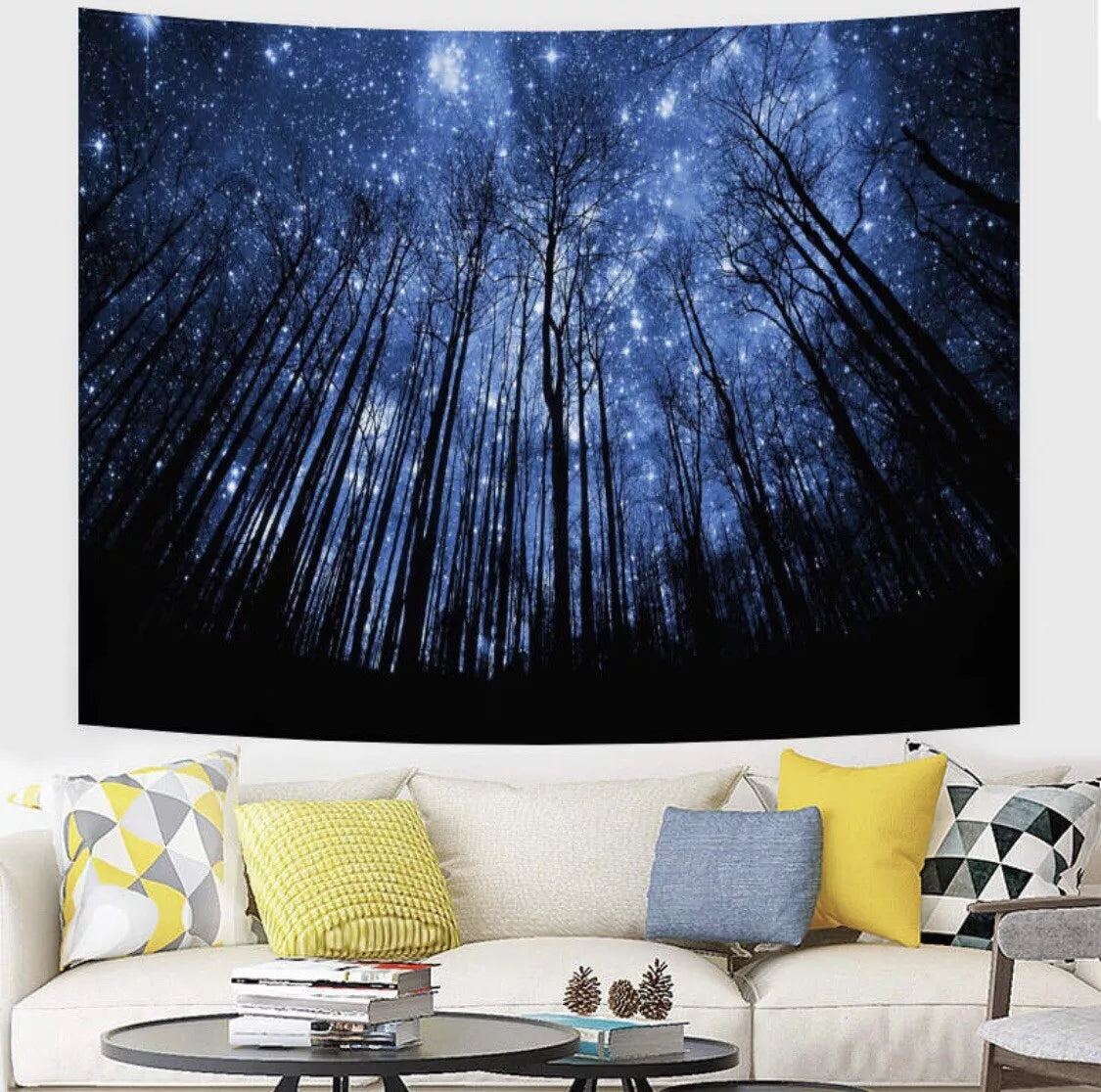 Night Sky Forest Stars Wall Tapestry