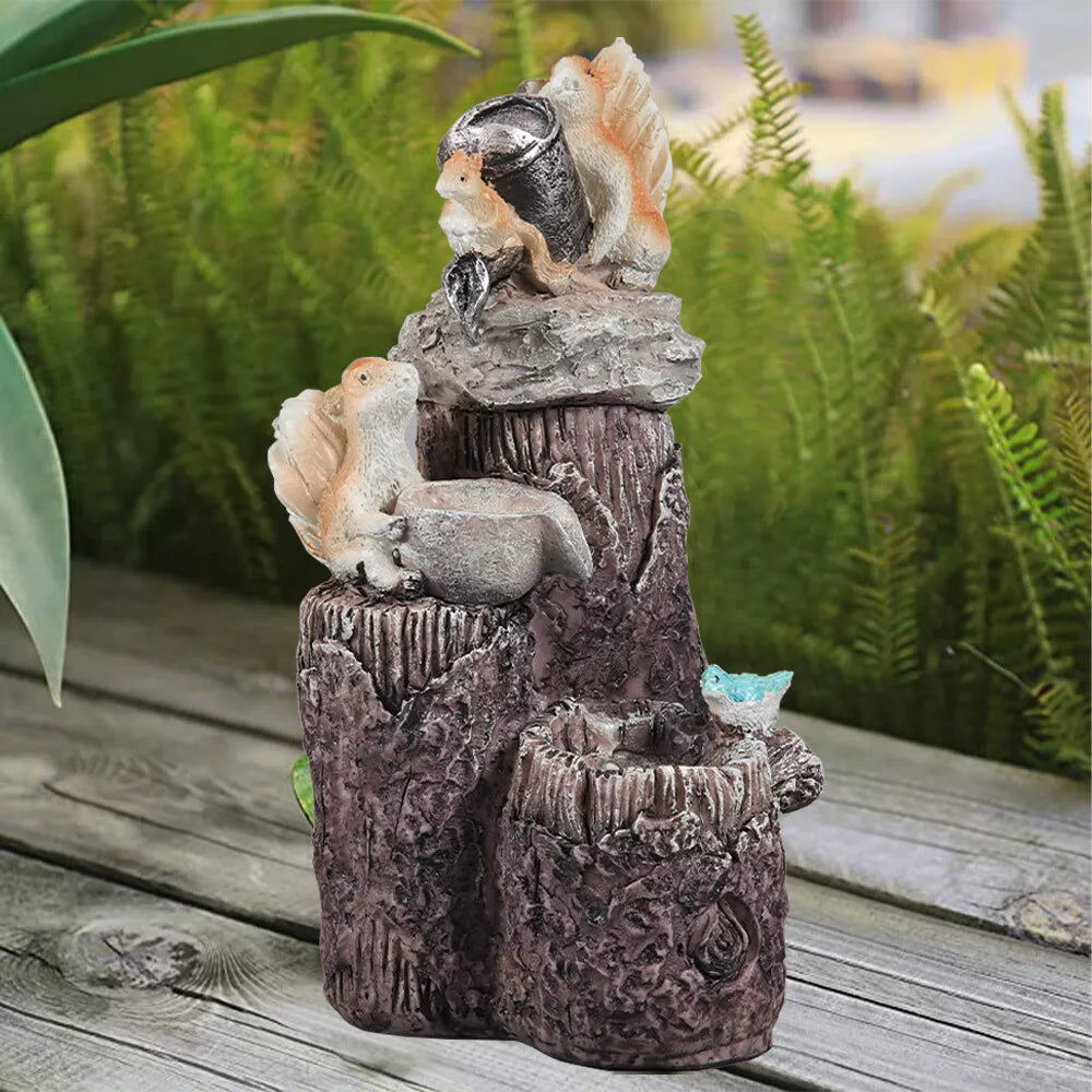 Animal Yard Squirrel Bathing Patio Ornament