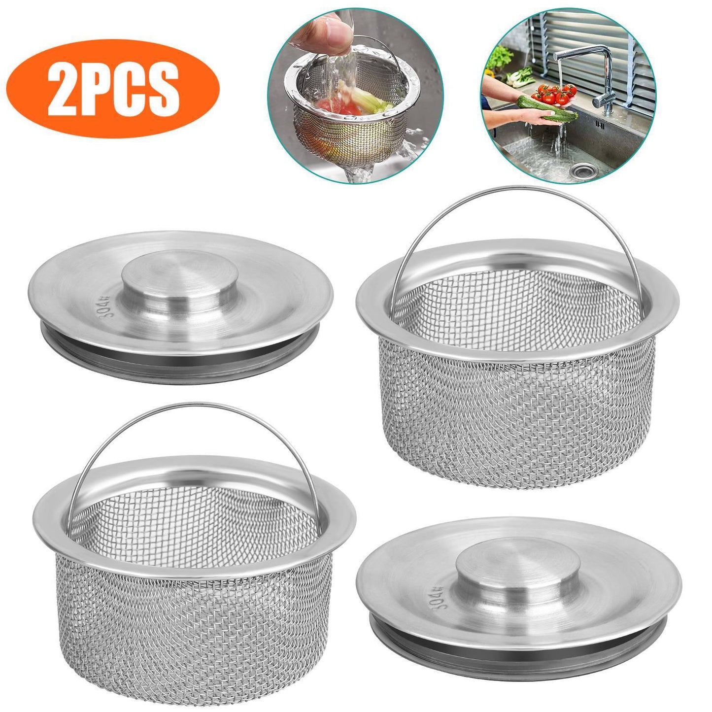 2 Pack Kitchen Sink Strainer Stopper