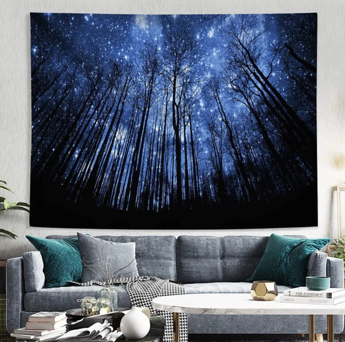 Night Sky Forest Stars Wall Tapestry