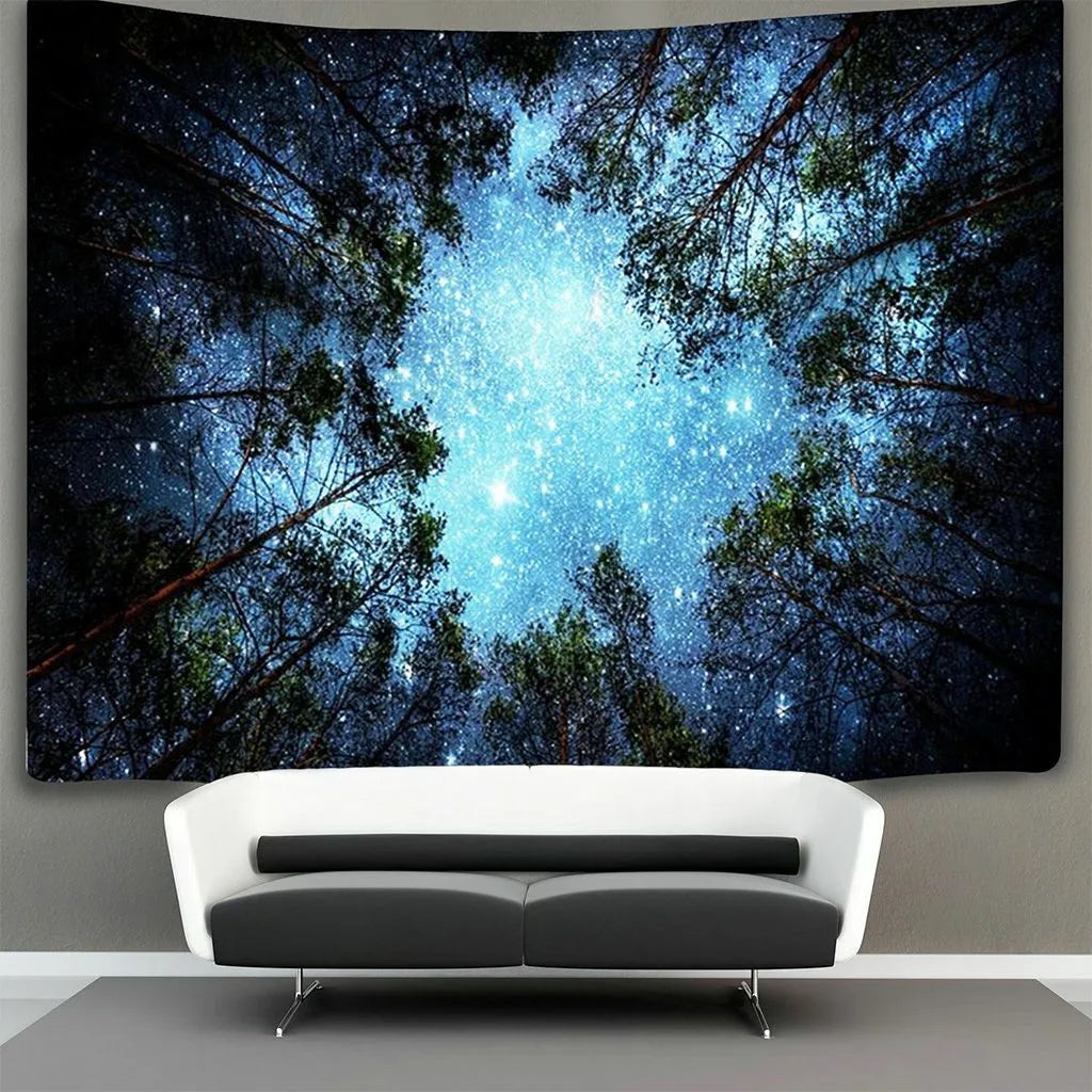 Night Forest Tapestry Starry Sky Wall Hanging