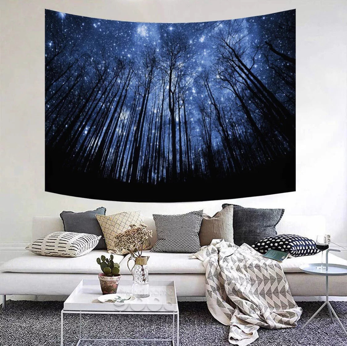 Night Sky Forest Stars Wall Tapestry