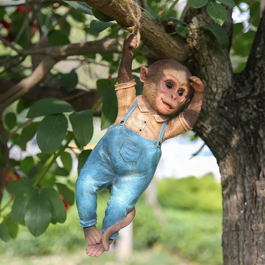 Monkey Chimp Hanging Rope Garden Ornament