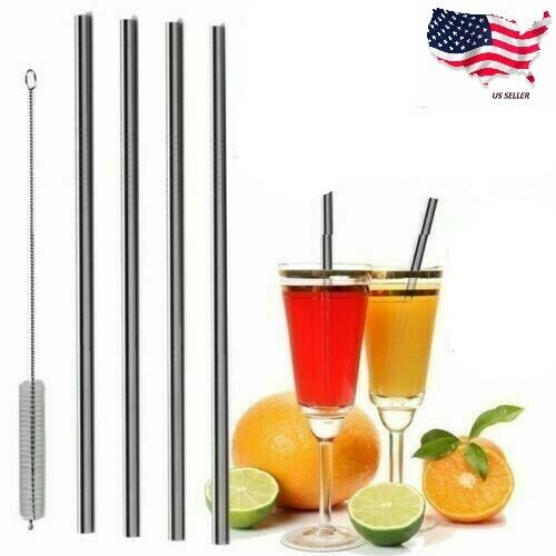 4 Reusable Straws Metal Stainless Steel