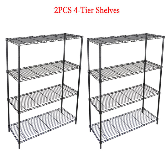 2x 4 Tier Steel Wire Shelf Rack