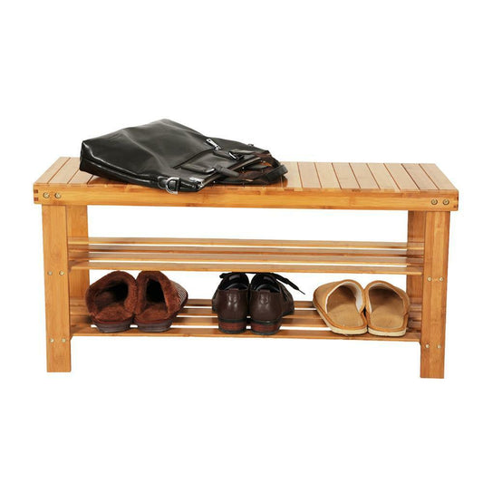 100% Natural Bamboo Shoe Bench 2-Tier