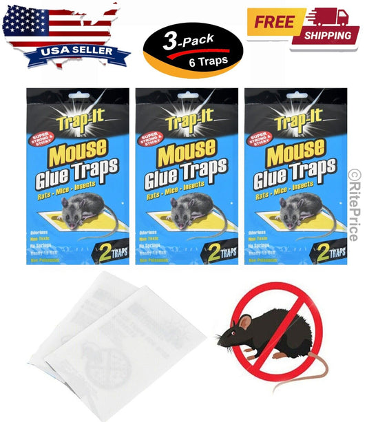 6 Traps (3 Pack) Mouse Glue Sheets