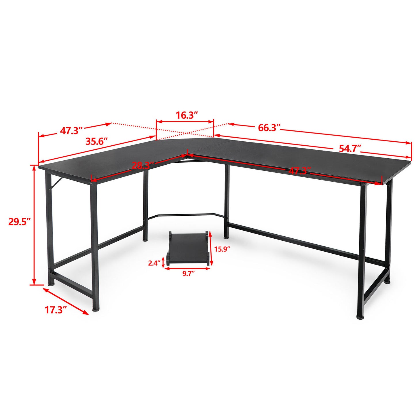 66" L-Shaped Gaming Computer Desk