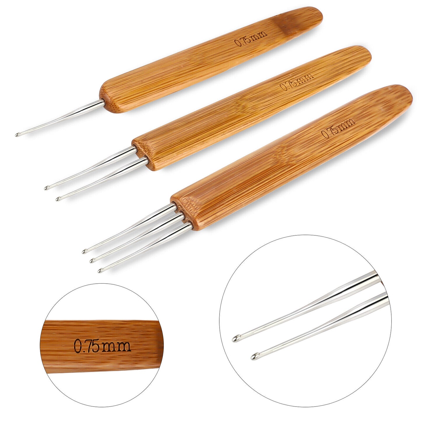 5Pcs DIY Crochet Needle Hook Bamboo Tool