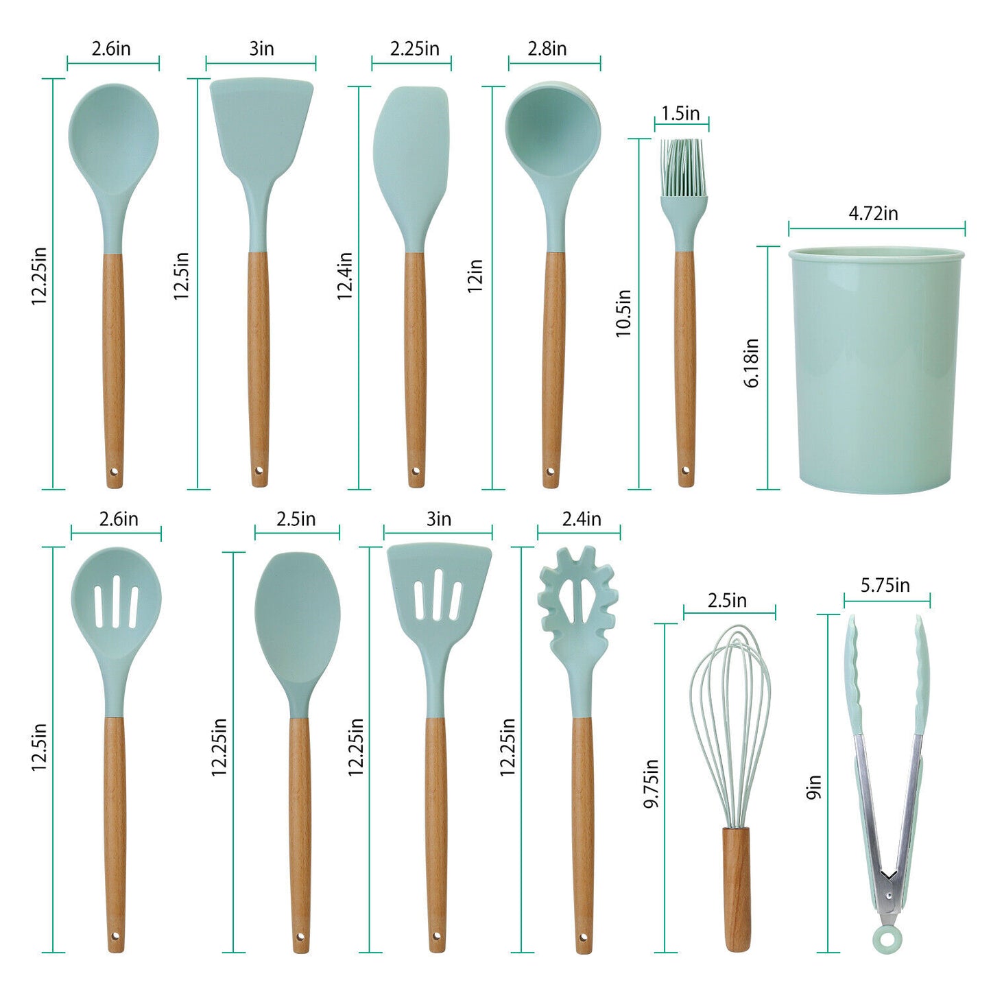 11Pcs Kitchen Silicone Cooking Utensil