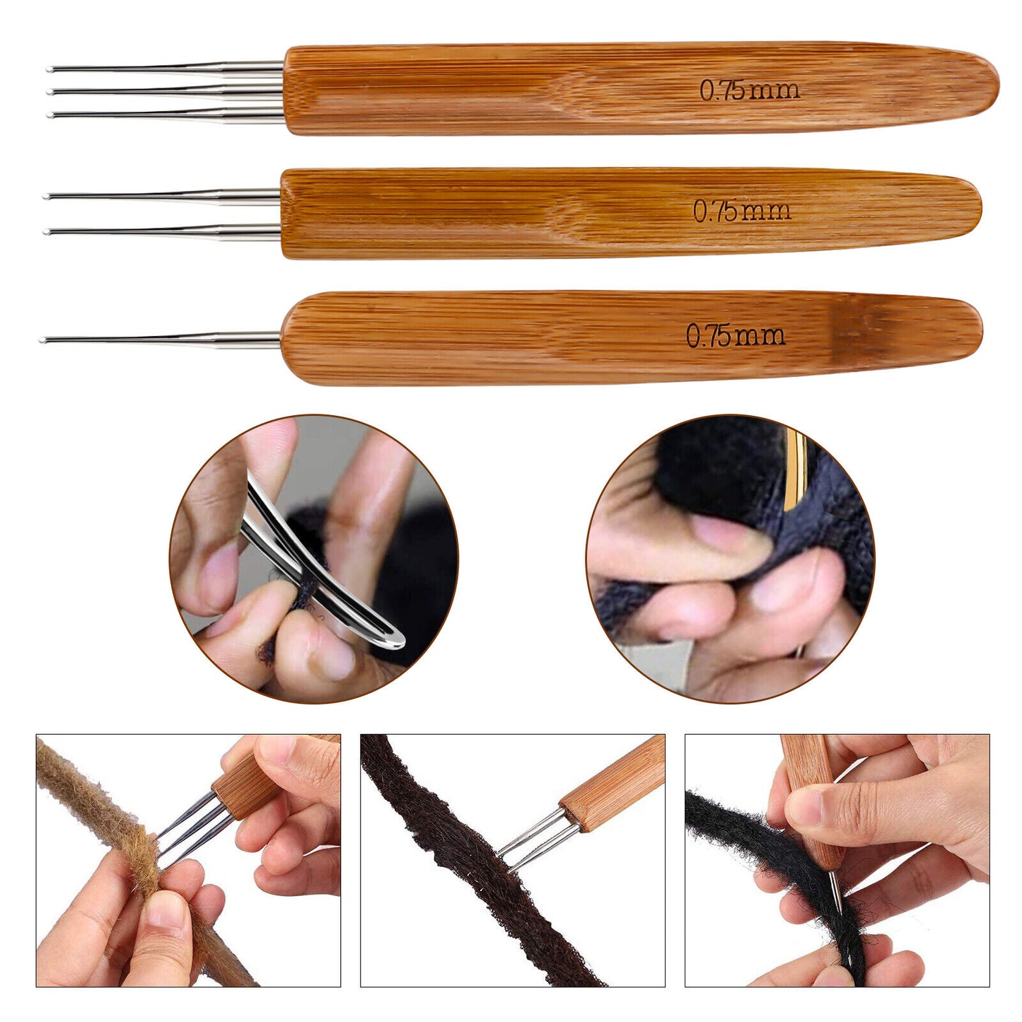 5Pcs DIY Crochet Needle Hook Bamboo Tool