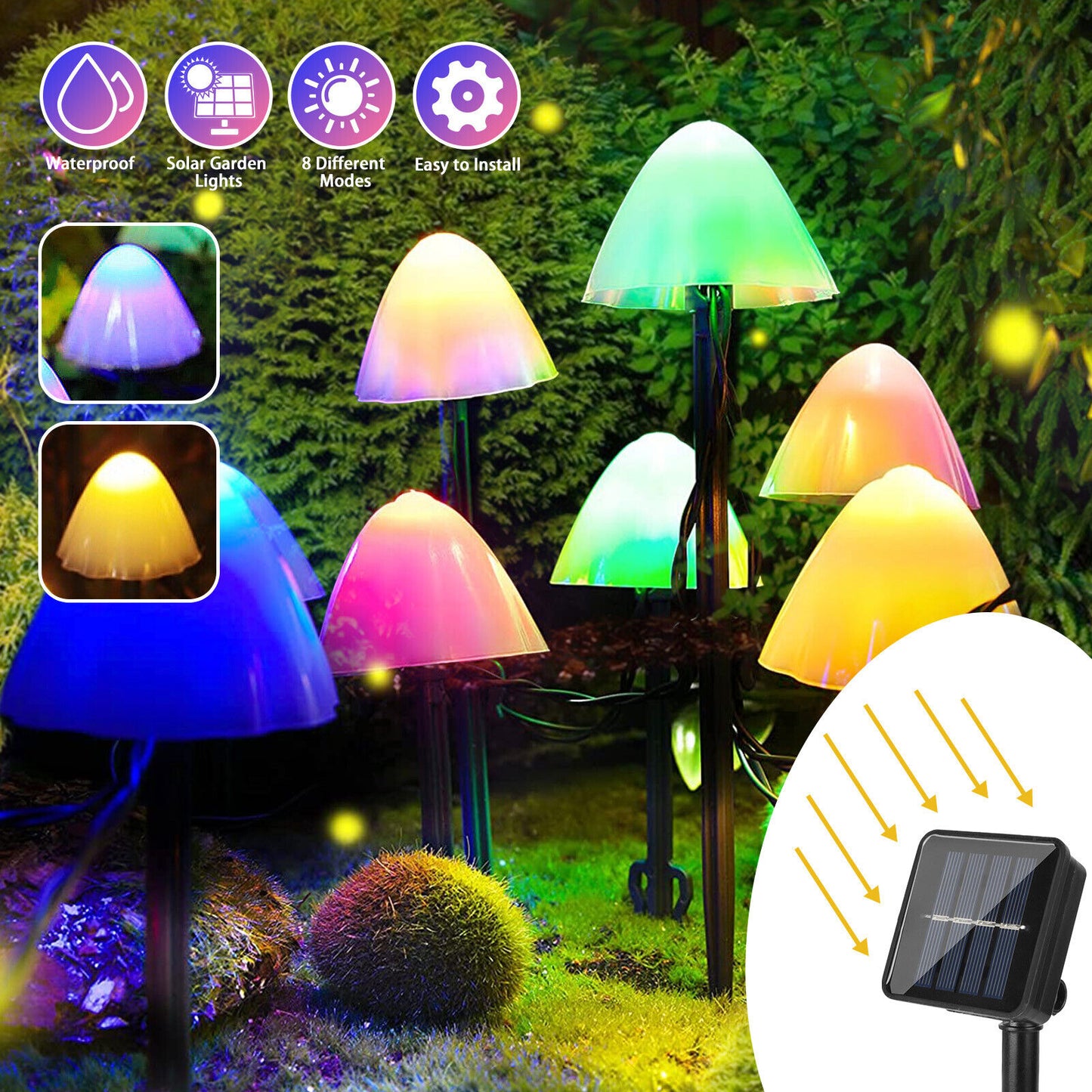 12LED Mushroom Solar String Fairy Light