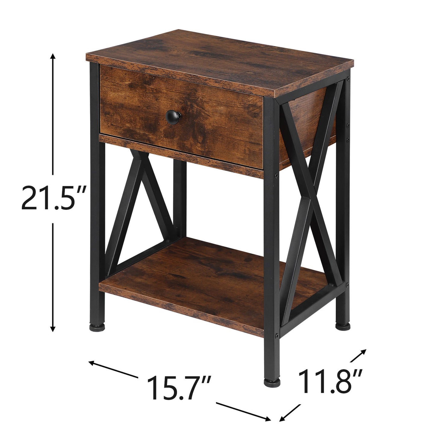 Set of 2 End Tables w/Drawers Storage