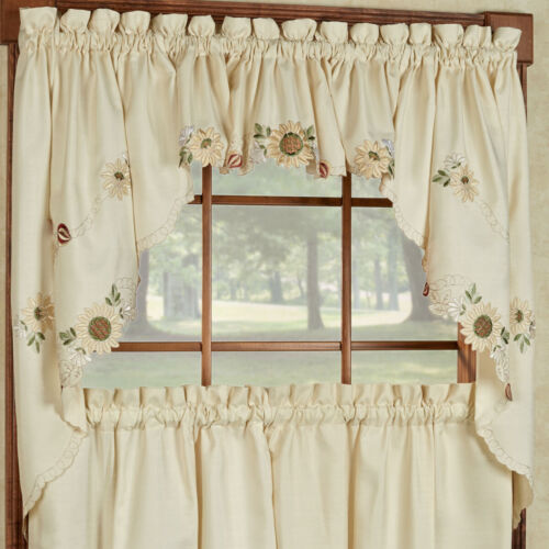 Sunflower Cream Kitchen Curtains - Swag