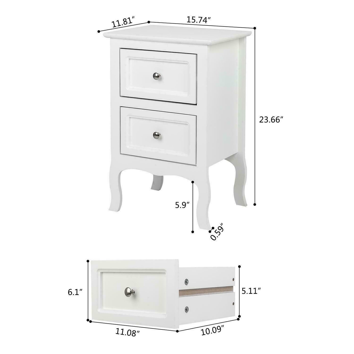 2 Layer End Side Bedside Table