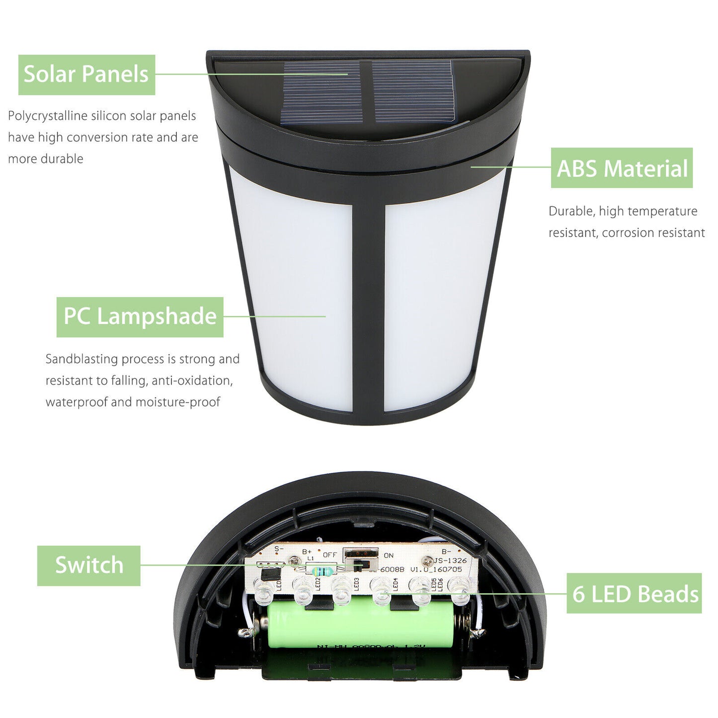 Waterproof 6LED Solar Auto On/Off Light