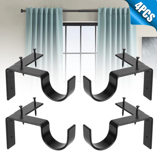 4Pcs Curtain Pole Brackets No Drill