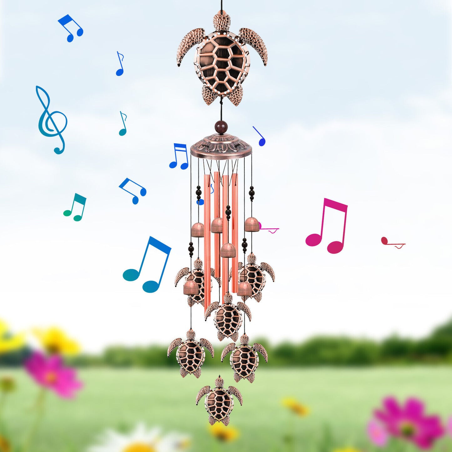 Large Turtle Wind Chimes 33 Bells