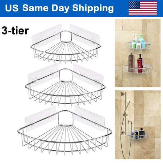 3 Tier Metal Shower Caddy Corner