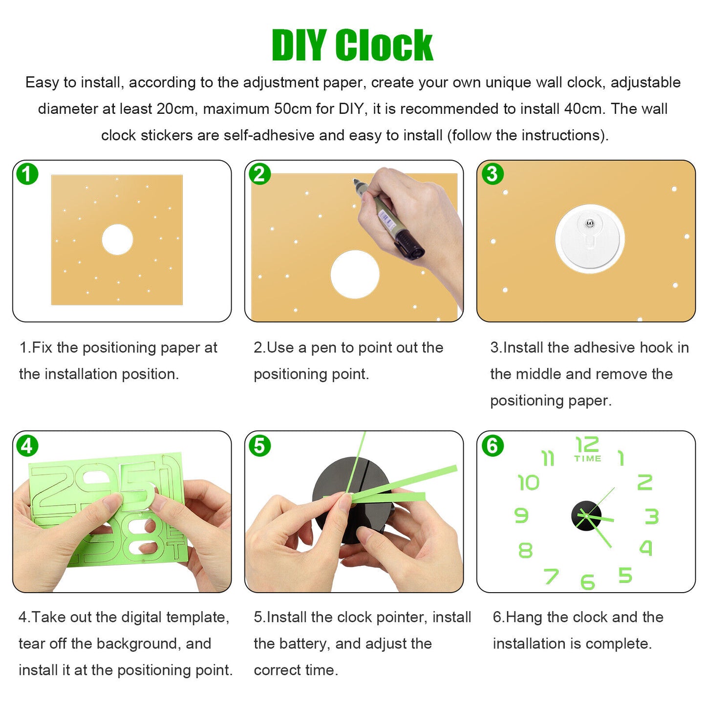 DIY Sticker Wall Clock Luminous