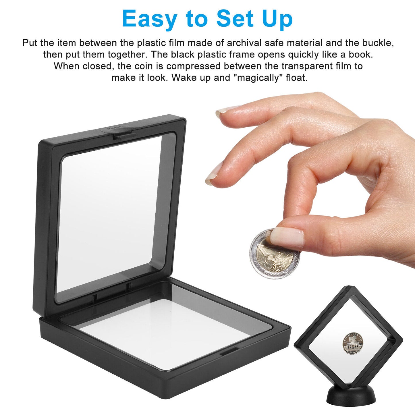 3 Sets 3D Floating Coin Display Frame