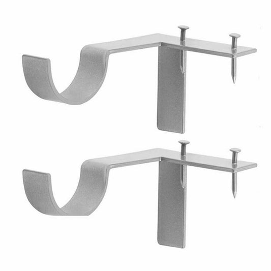 2PCS Silver Metal Single Hang Curtain Rod Holders