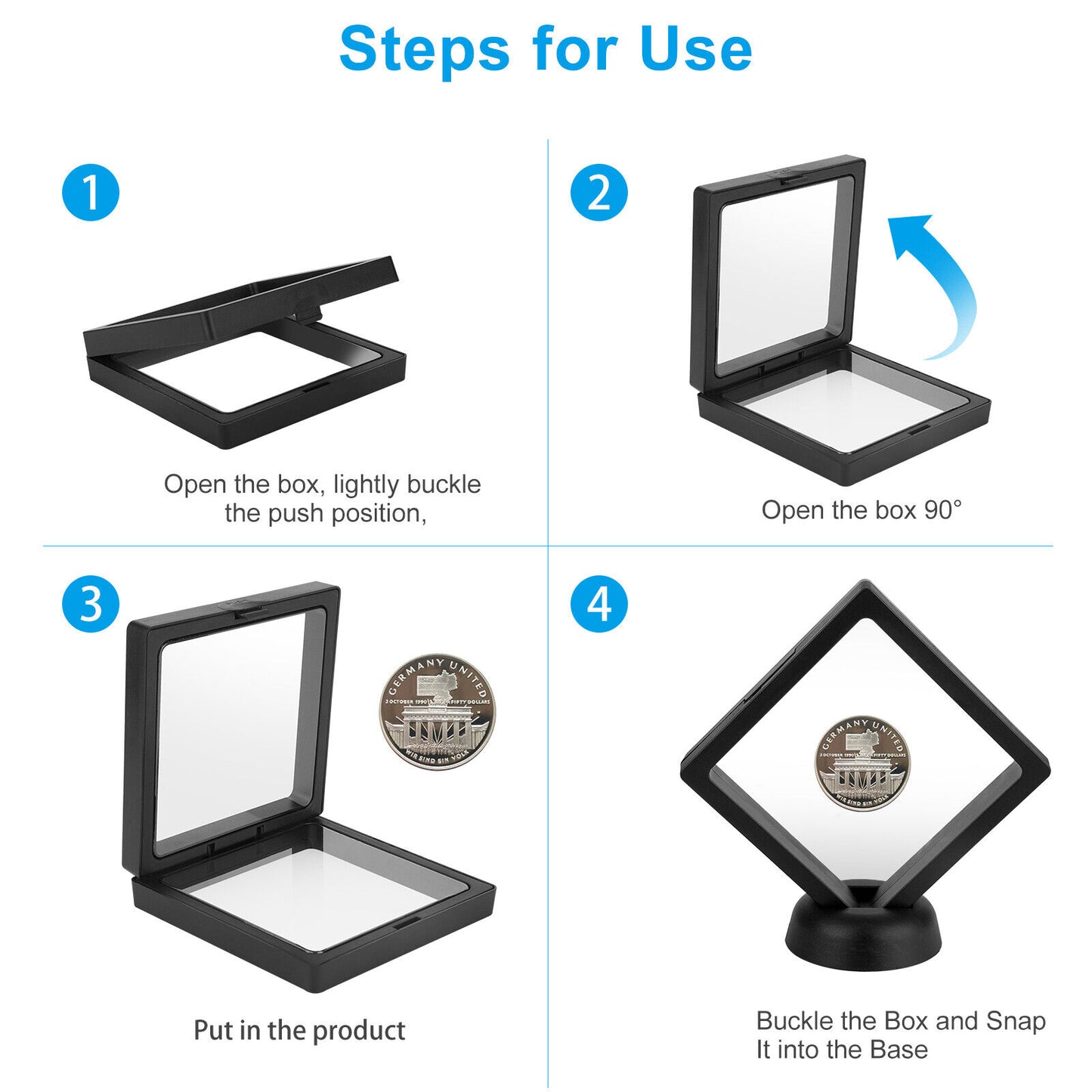 3 Sets 3D Floating Coin Display Frame