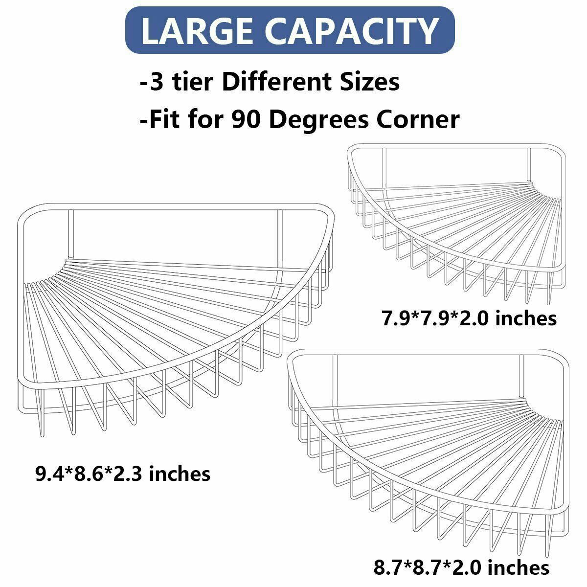 3 Tier Metal Shower Caddy Corner