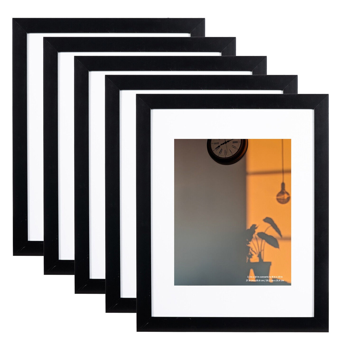 Set of 5 11x14 Frame with Mat 8x10 Picture Frame