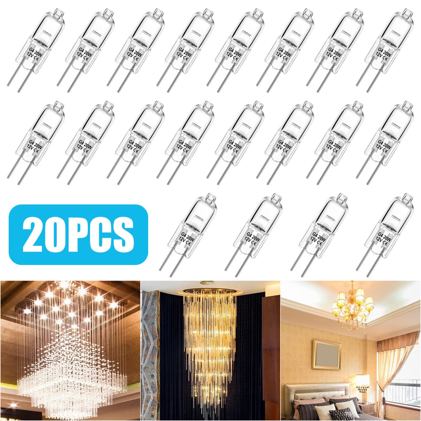 20Pcs Halogen Light Bulb G4 12V