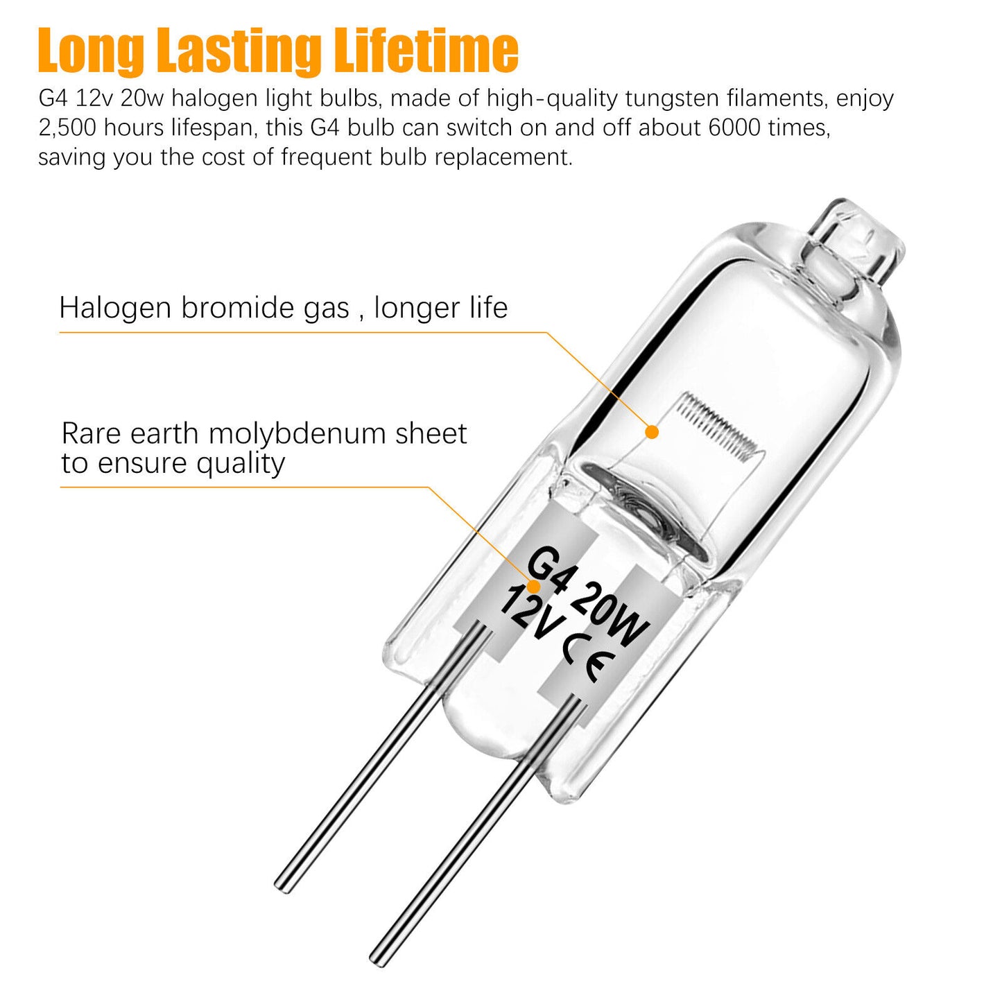 20Pcs Halogen Light Bulb G4 12V