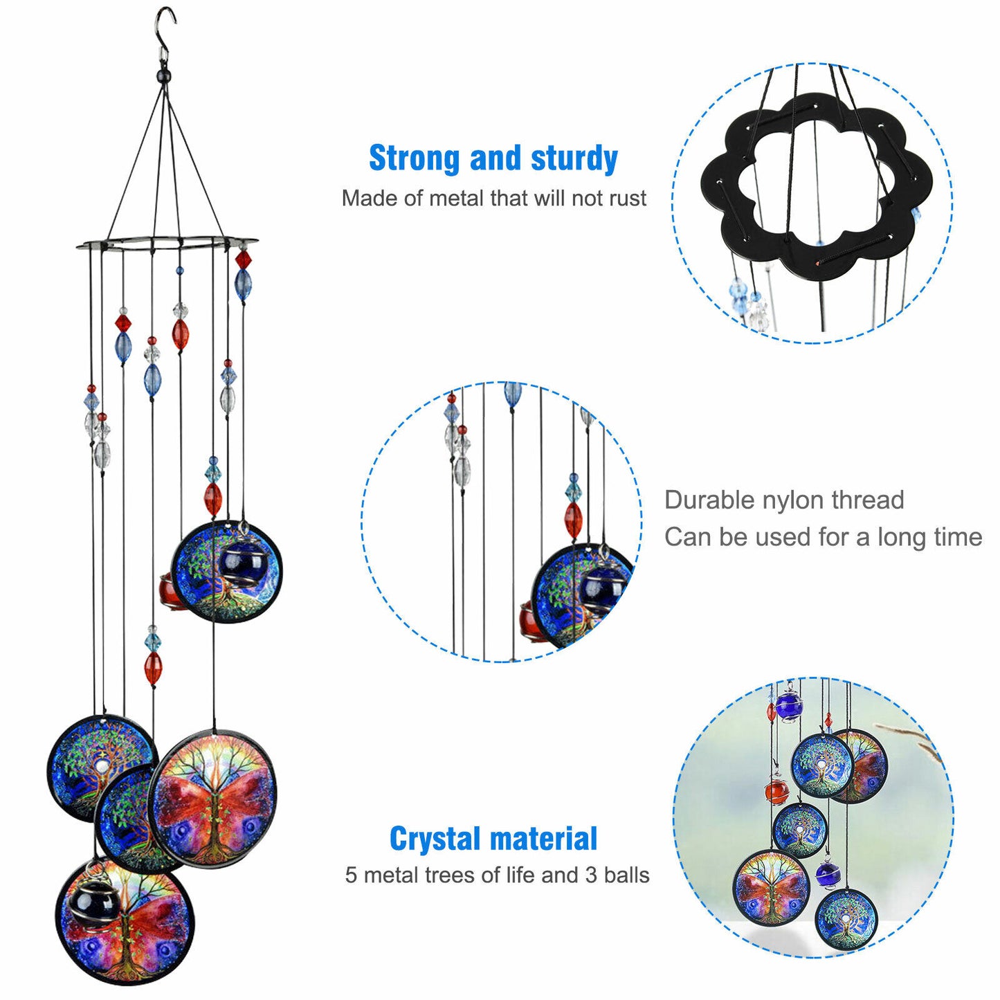 Tree of Life Wind Chimes Crystal