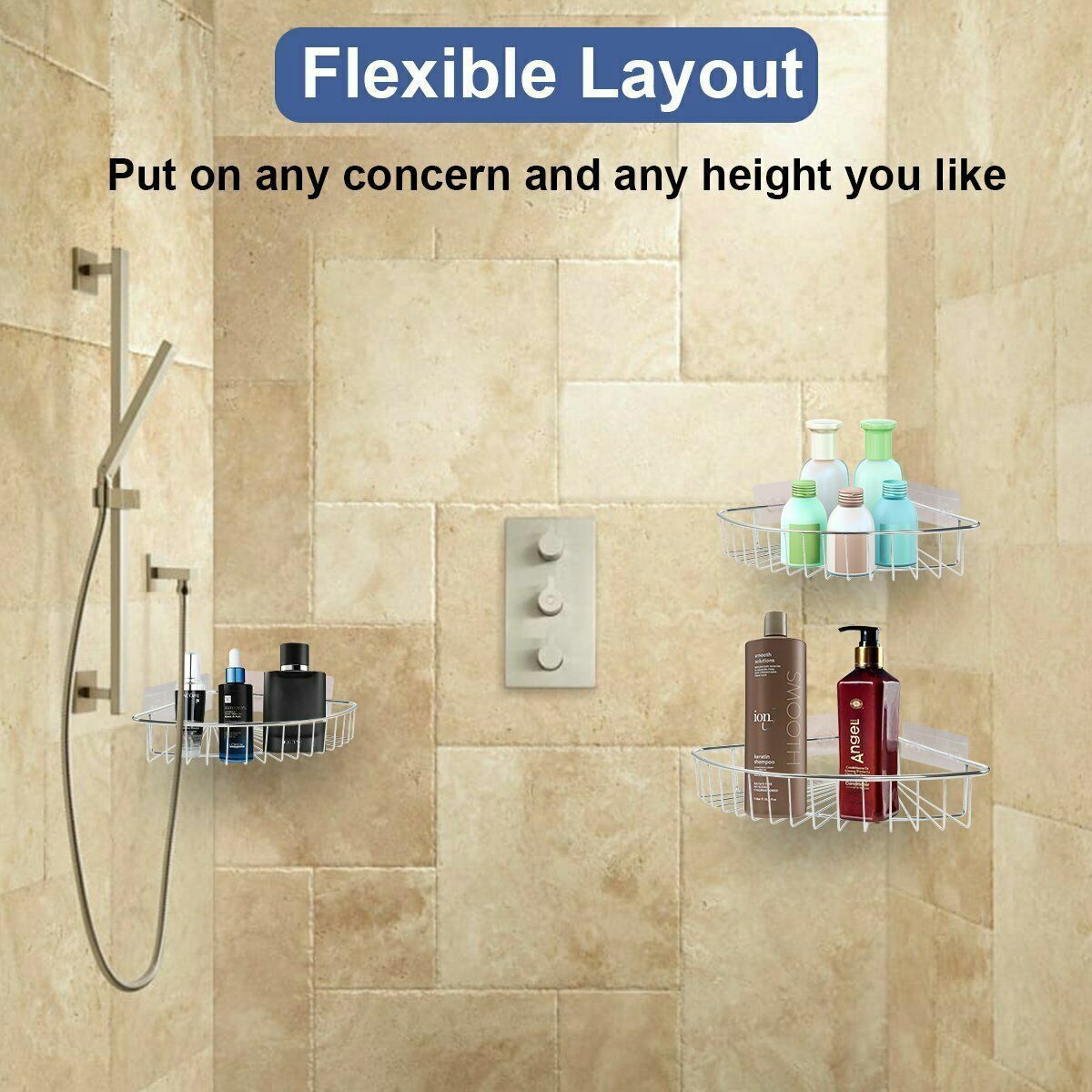 3 Tier Metal Shower Caddy Corner