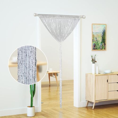 Silver String Door Curtain Beads Room Divider